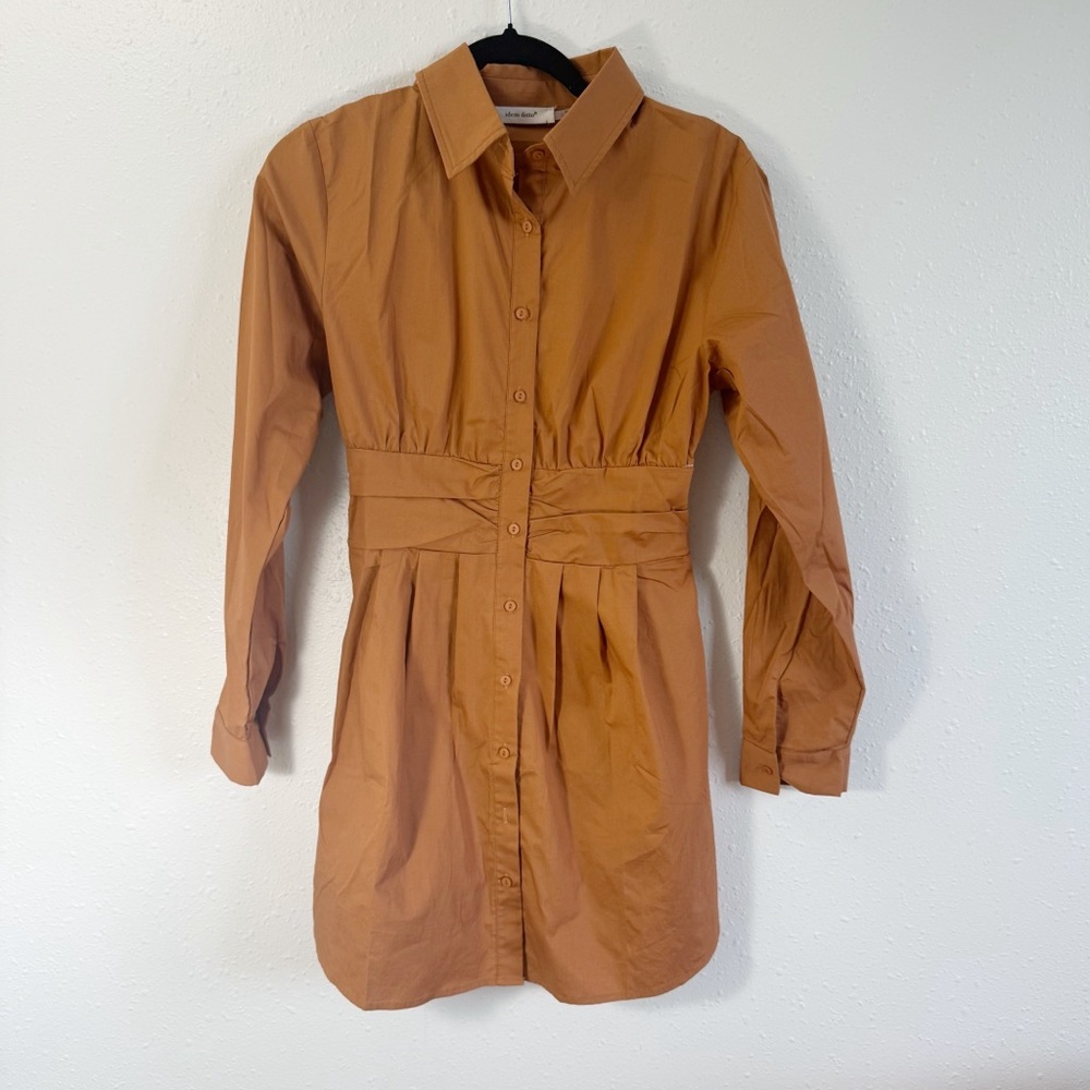 Elegant Long‎ Sleeve Brown Dress